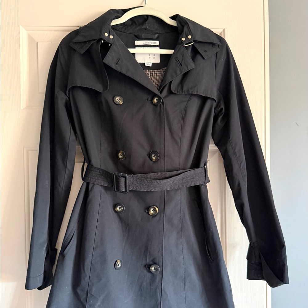 a new day Black Double-Breasted Trench Coat